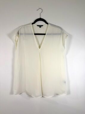 Ralph Lauren Cream V-Neck Cap Sleeve Blouse